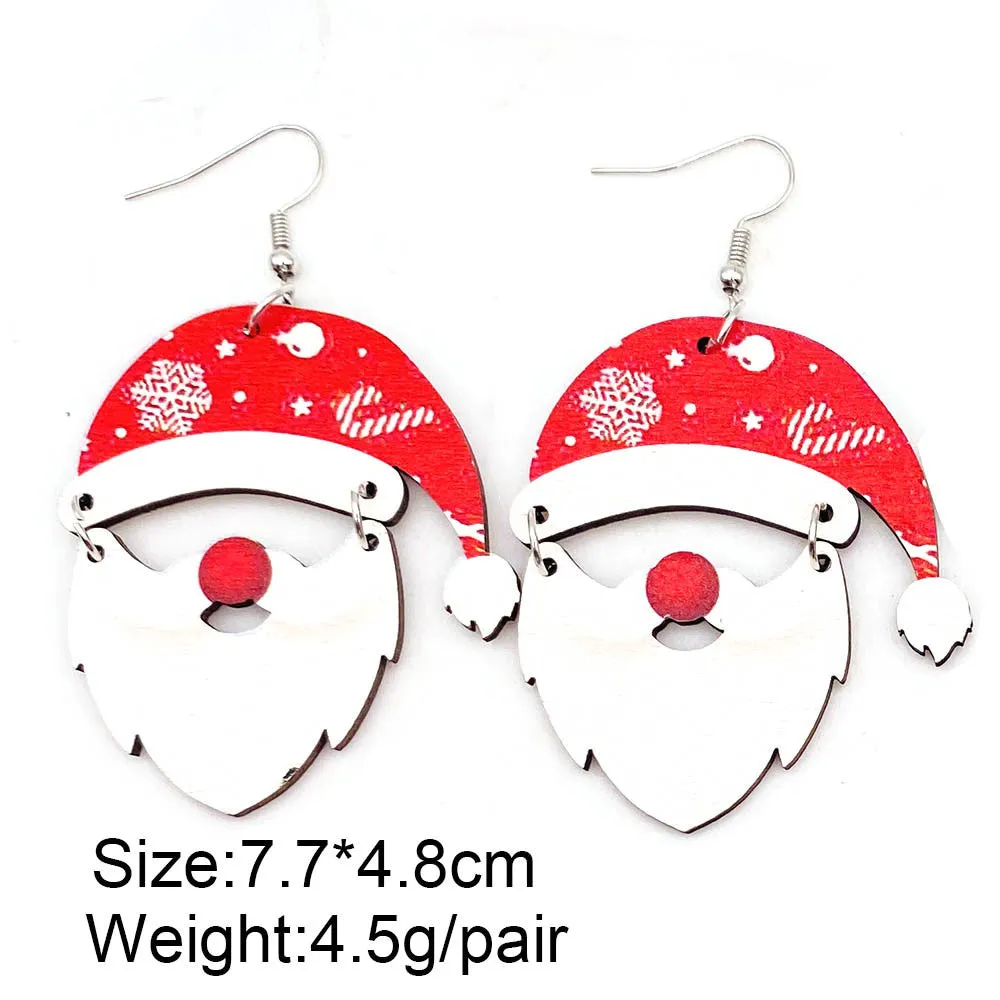 Wholesale Christmas Elk Dwarf Splice Wooden Earrings