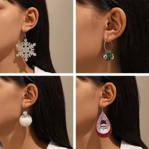 Wholesale Christmas Exaggerated Snowflakes Classic Colorful Bell Snowman Earrings