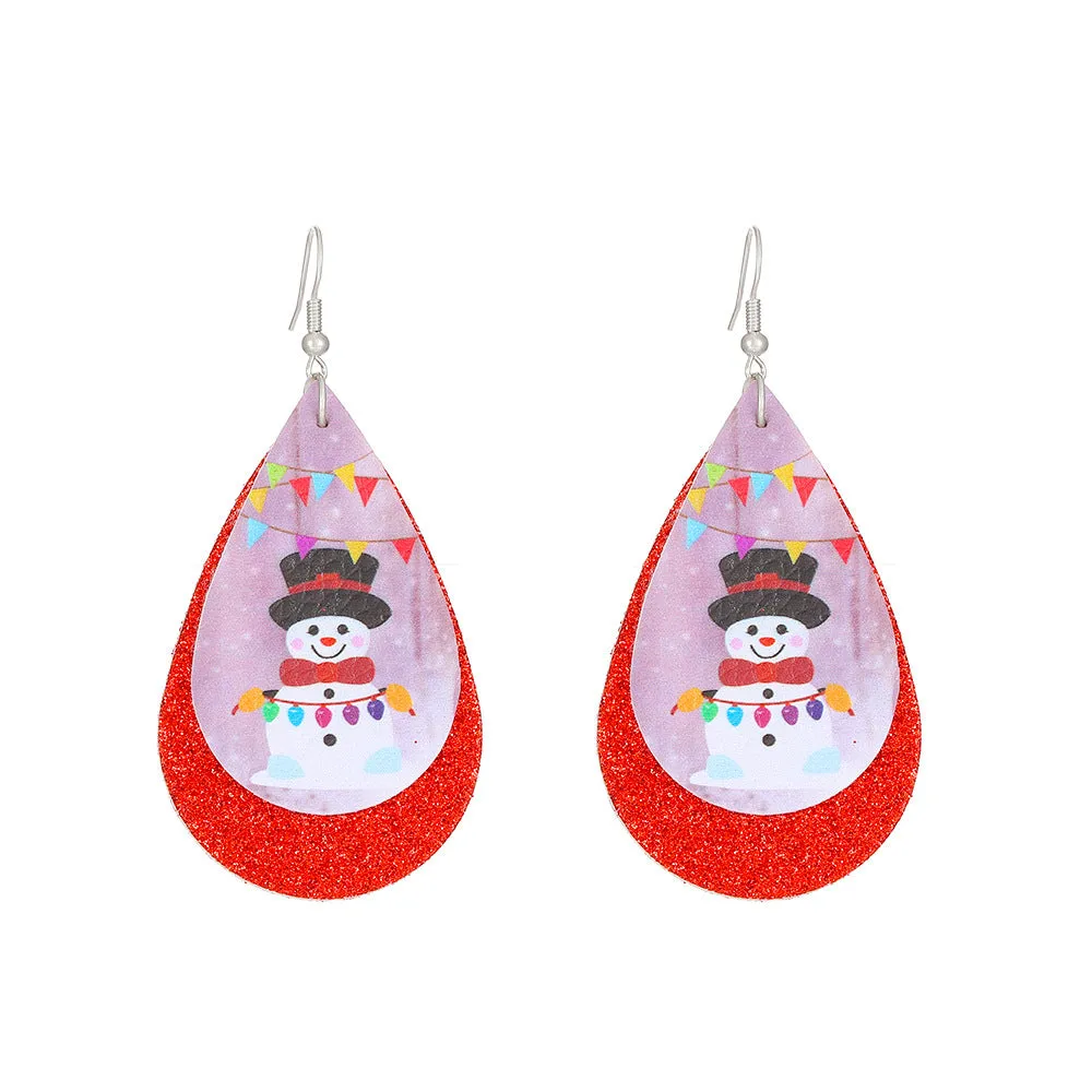 Wholesale Christmas Exaggerated Snowflakes Classic Colorful Bell Snowman Earrings