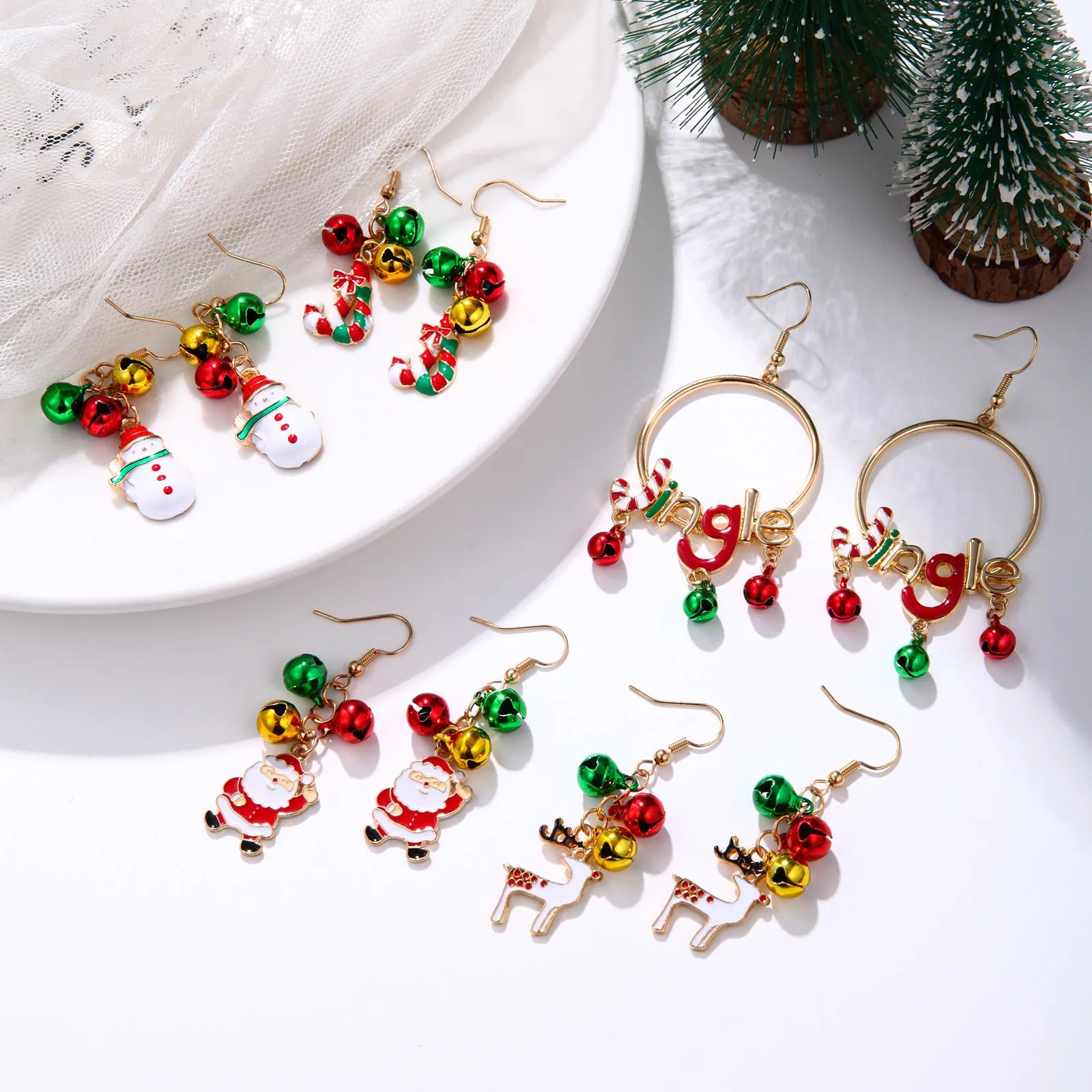 Wholesale Christmas Fashion Creative Bell Snowman Elk Earrings
