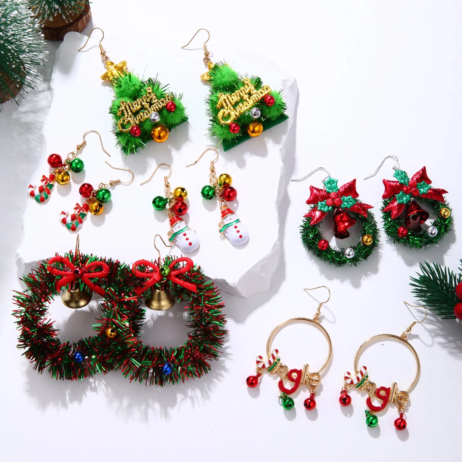 Wholesale Christmas Fashion Creative Bell Snowman Elk Earrings