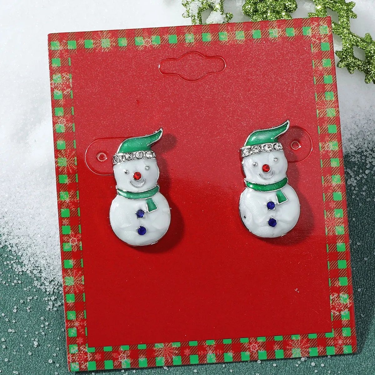 Wholesale Christmas Fashion Cute Alloy Oil Dripping Elk Snowflake Earrings