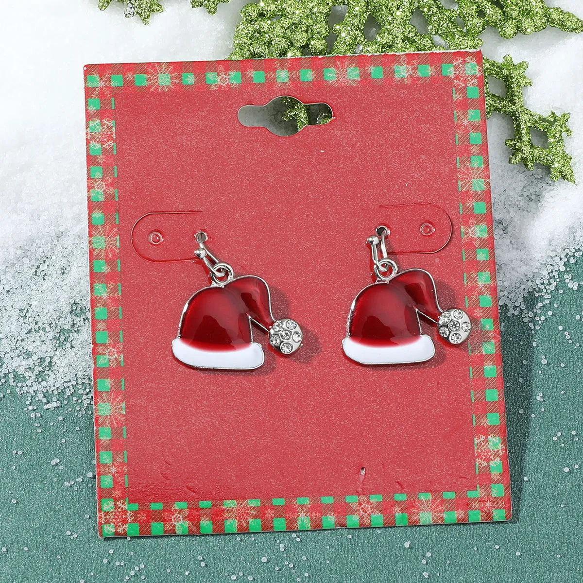 Wholesale Christmas Fashion Cute Alloy Oil Dripping Elk Snowflake Earrings