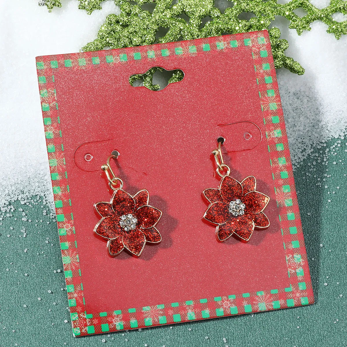 Wholesale Christmas Fashion Cute Alloy Oil Dripping Elk Snowflake Earrings