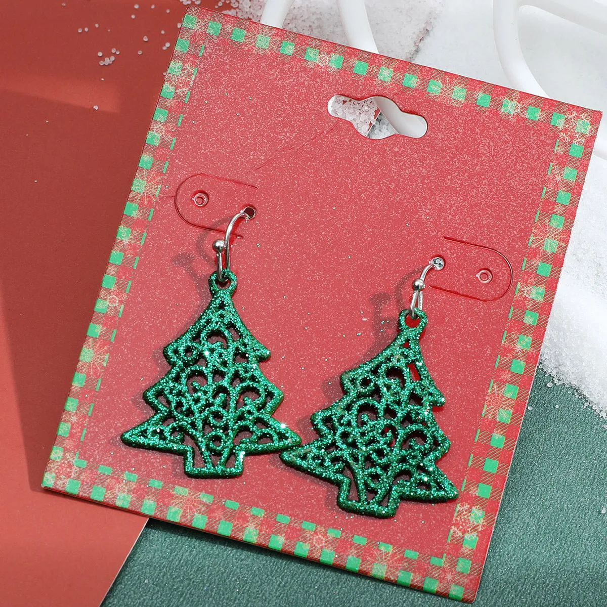 Wholesale Christmas Fashion Cute Alloy Oil Dripping Elk Snowflake Earrings