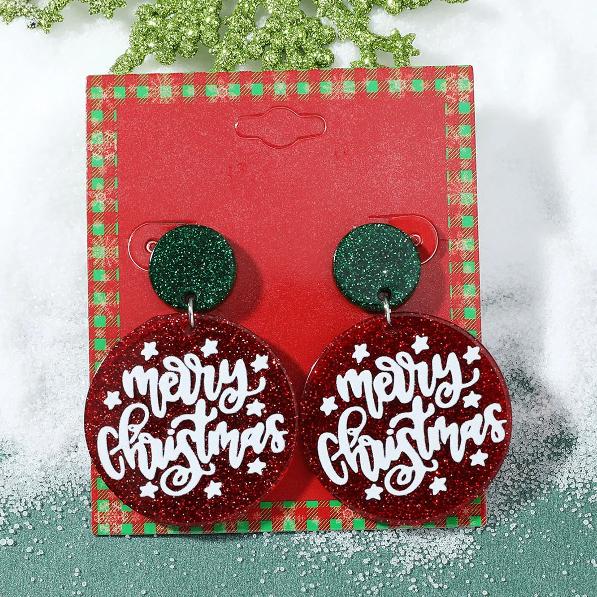 Wholesale Christmas Fashion Cute Alloy Oil Dripping Elk Snowflake Earrings