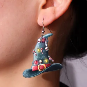 Wholesale Christmas Halloween Carnival Party Holiday Skull Wizard Hat Magic Bottle Acrylic Earrings