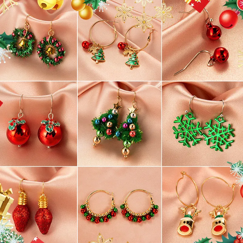 Wholesale Christmas Ideas Christmas Tree Simple Snowman Bell Stud Earrings