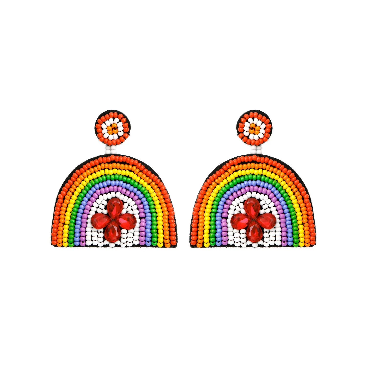 Wholesale Christmas Rice Bead Countryside Style Exaggerated Lightweight Holiday Hand Woven Earrings