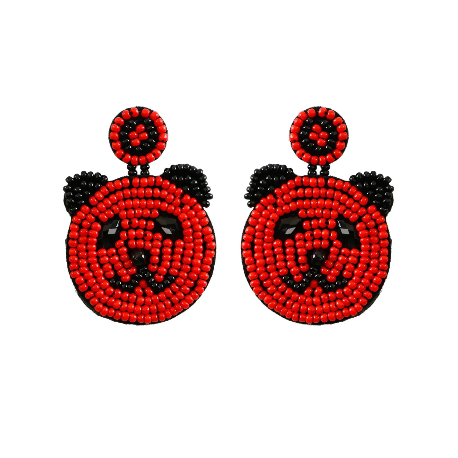 Wholesale Christmas Rice Bead Countryside Style Exaggerated Lightweight Holiday Hand Woven Earrings
