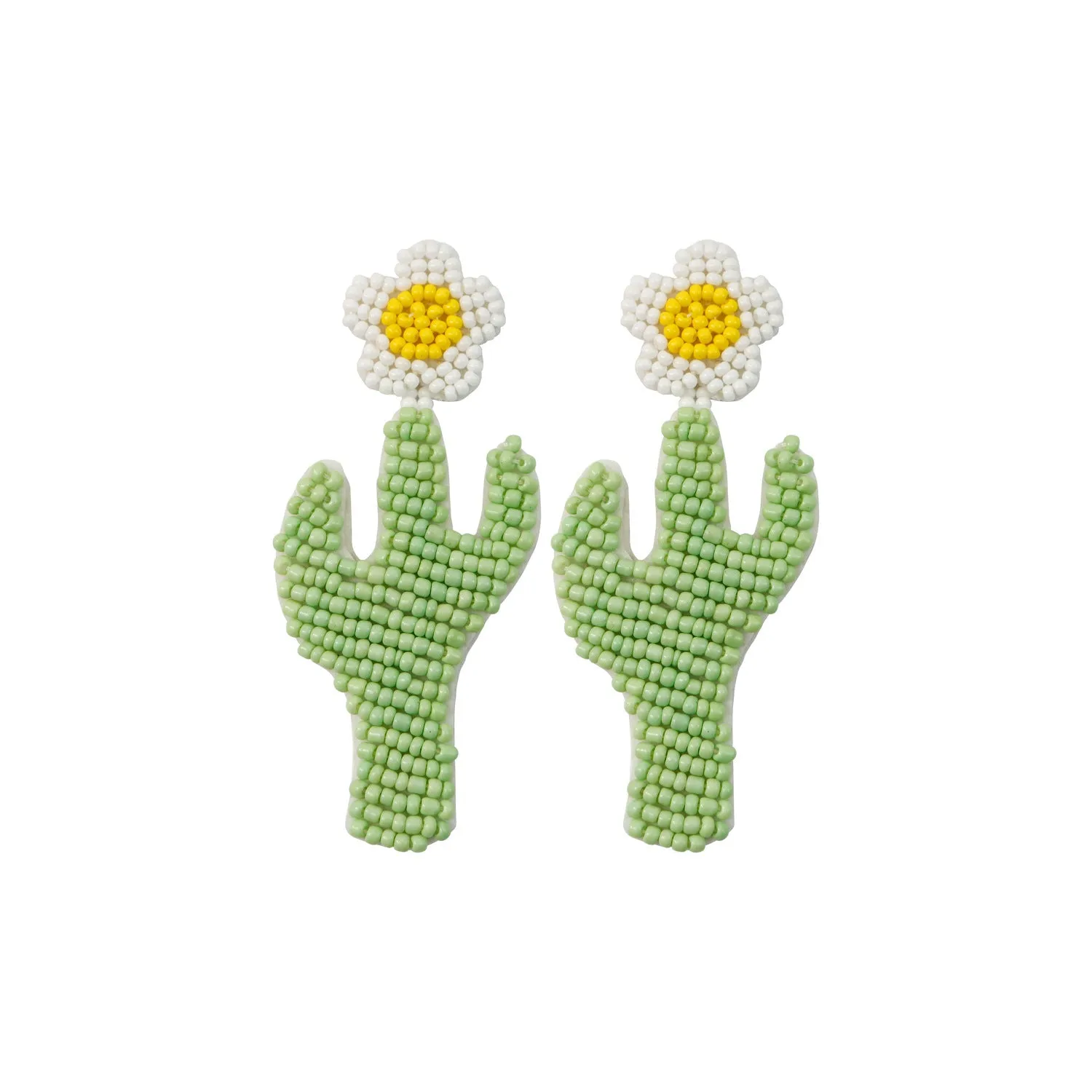 Wholesale Christmas Rice Bead Countryside Style Exaggerated Lightweight Holiday Hand Woven Earrings