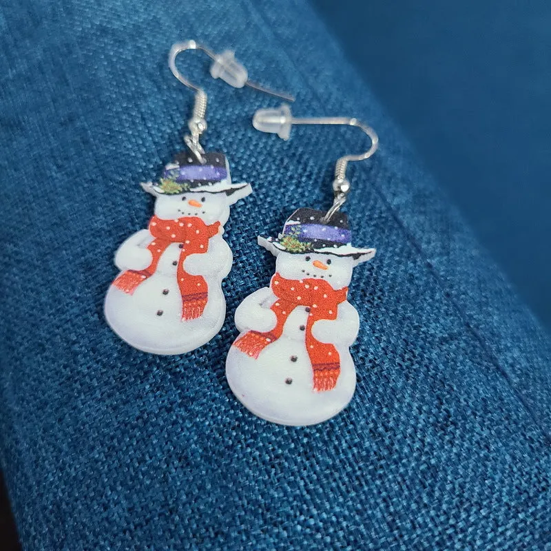 Wholesale Christmas Santa Claus Candy House Truck Christmas Tree Christmas Ball Snowman Acrylic Earrings