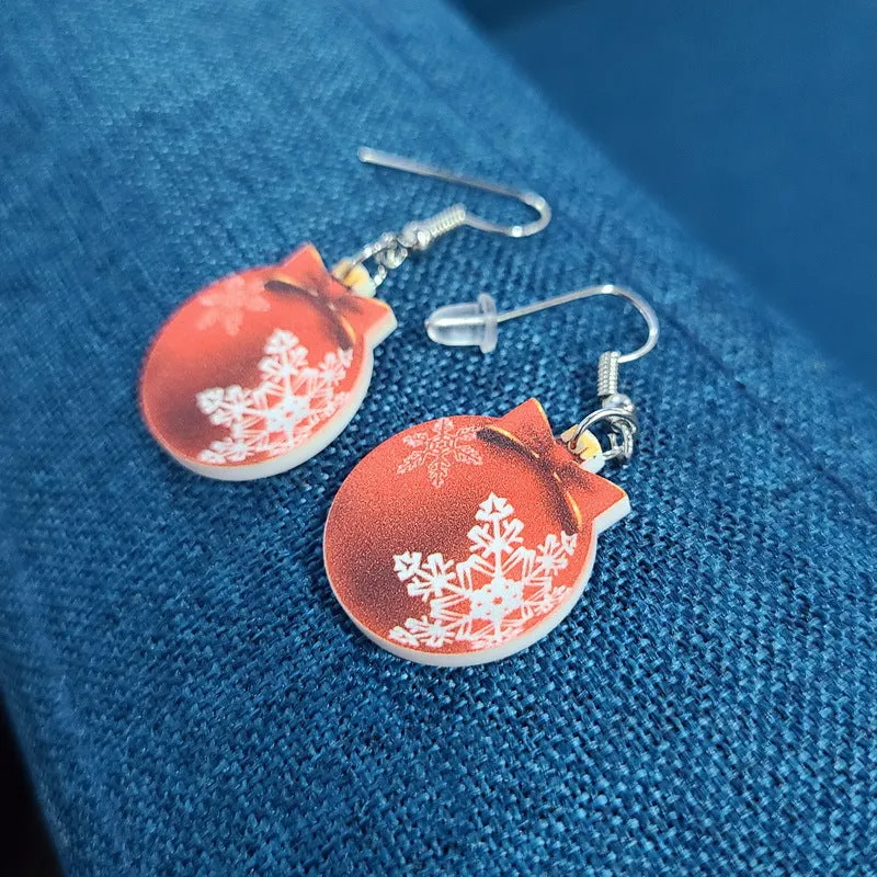 Wholesale Christmas Santa Claus Candy House Truck Christmas Tree Christmas Ball Snowman Acrylic Earrings