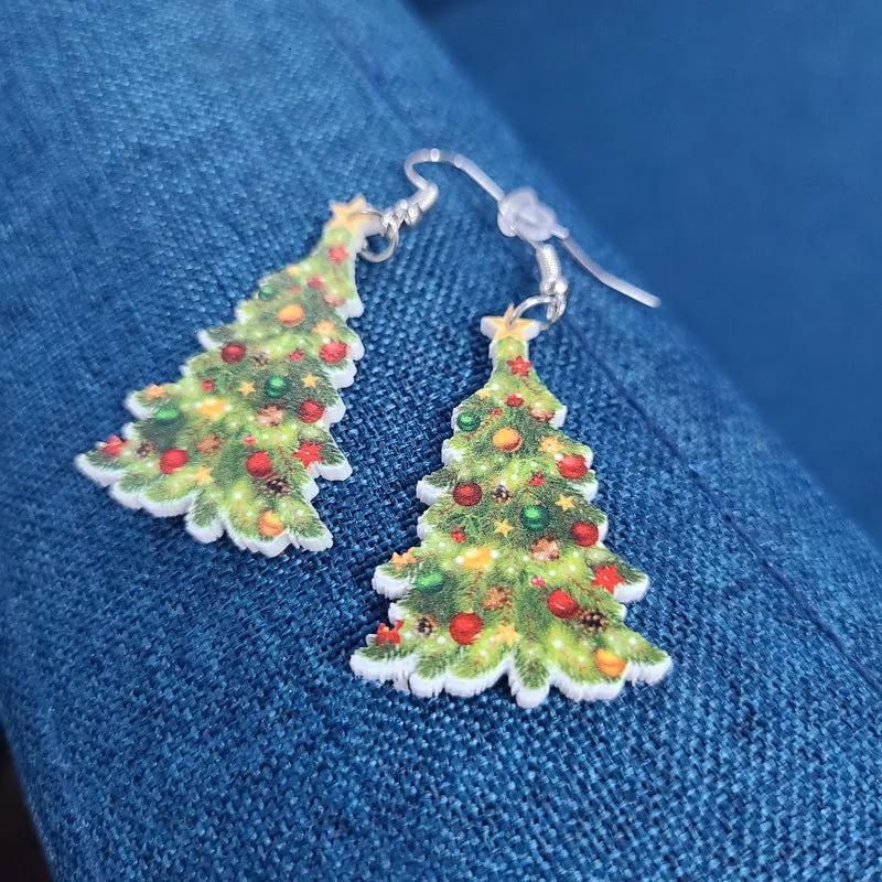 Wholesale Christmas Santa Claus Candy House Truck Christmas Tree Christmas Ball Snowman Acrylic Earrings
