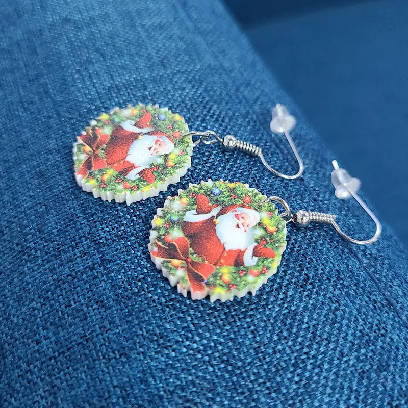 Wholesale Christmas Santa Claus Candy House Truck Christmas Tree Christmas Ball Snowman Acrylic Earrings