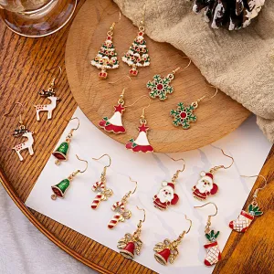 Wholesale Christmas Santa Claus Snowflake Candy Cane Bell Elk Earrings
