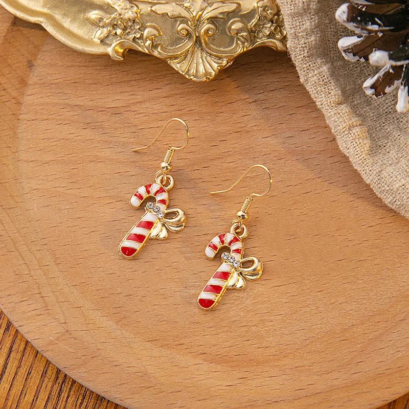 Wholesale Christmas Santa Claus Snowflake Candy Cane Bell Elk Earrings