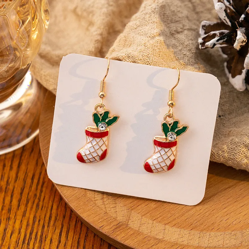 Wholesale Christmas Santa Claus Snowflake Candy Cane Bell Elk Earrings