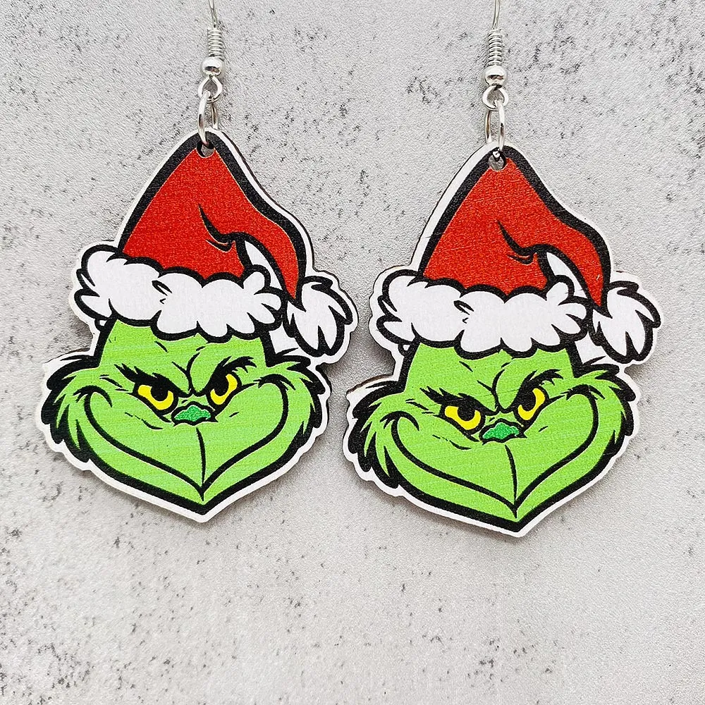 Wholesale Christmas Santa Hat Wood Earrings