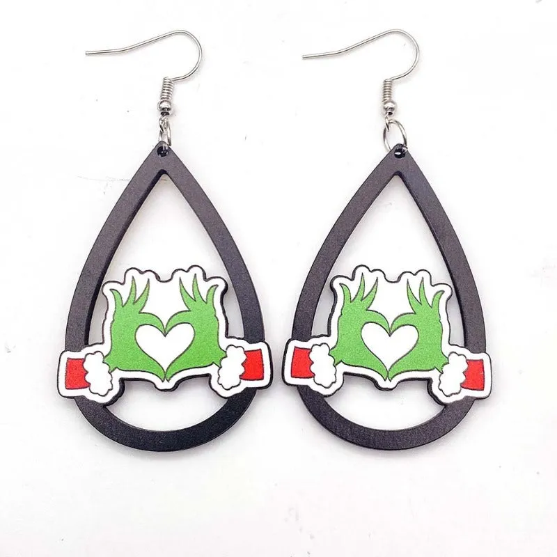 Wholesale Christmas Santa Hat Wood Earrings