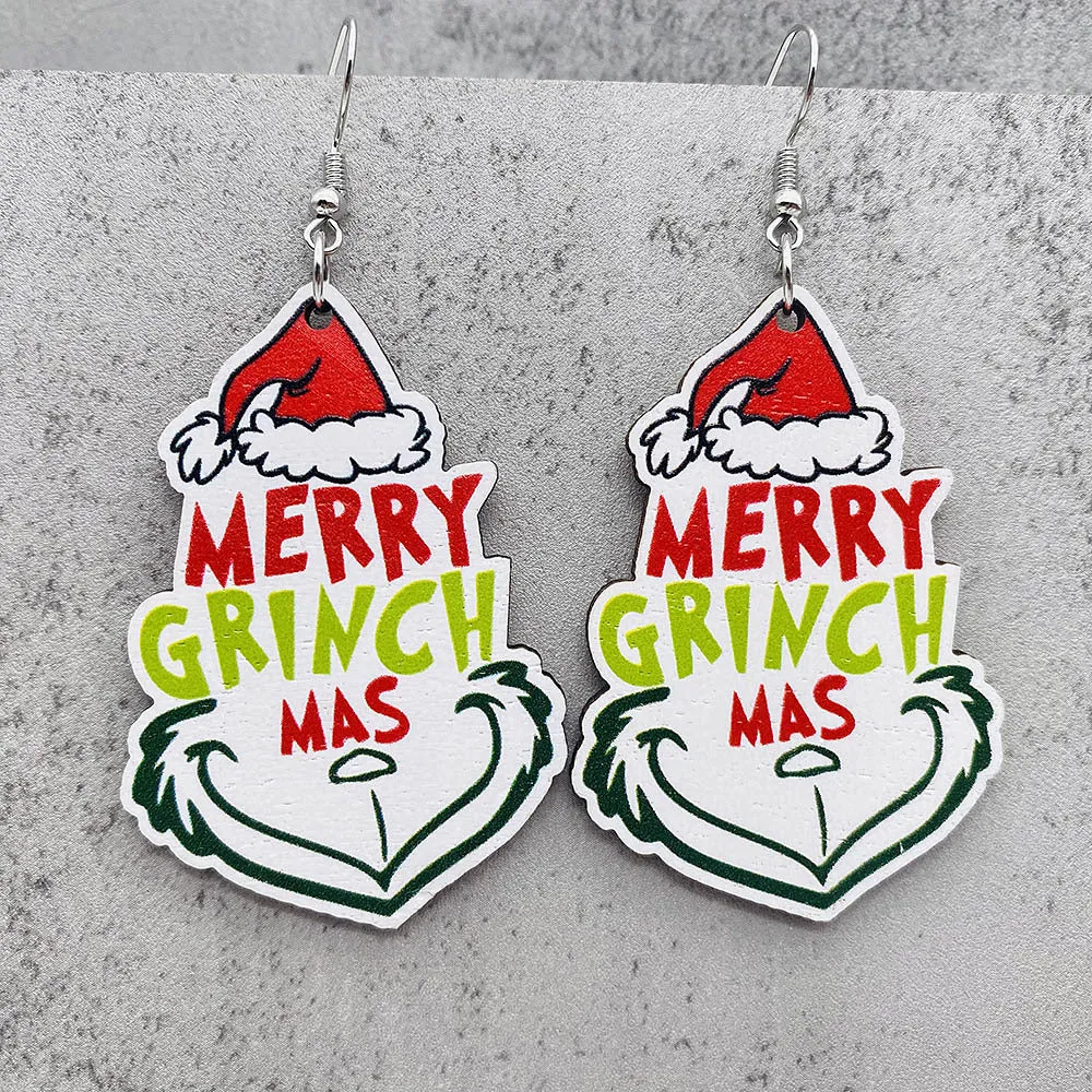 Wholesale Christmas Santa Hat Wood Earrings