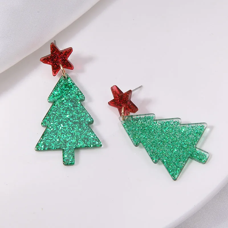 Wholesale Christmas Series Fashion Alloy Christmas Tree Old Man Bell Elk Candy Cane Earrings
