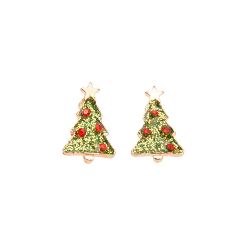 Wholesale Christmas Series Fashion Alloy Christmas Tree Old Man Bell Elk Candy Cane Earrings