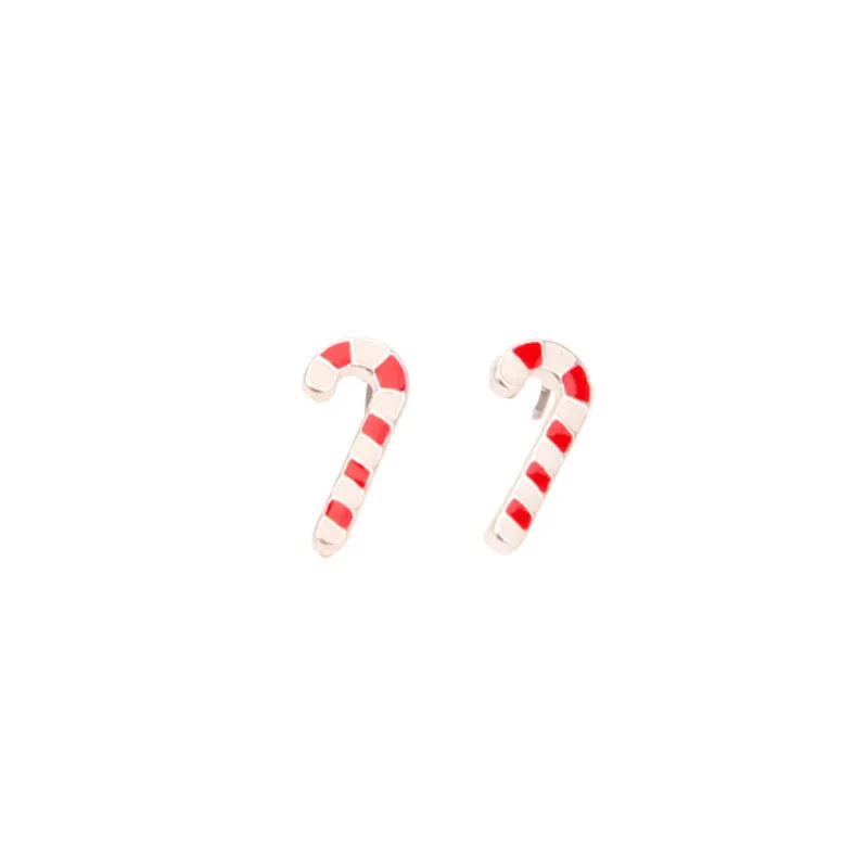 Wholesale Christmas Series Fashion Alloy Christmas Tree Old Man Bell Elk Candy Cane Earrings