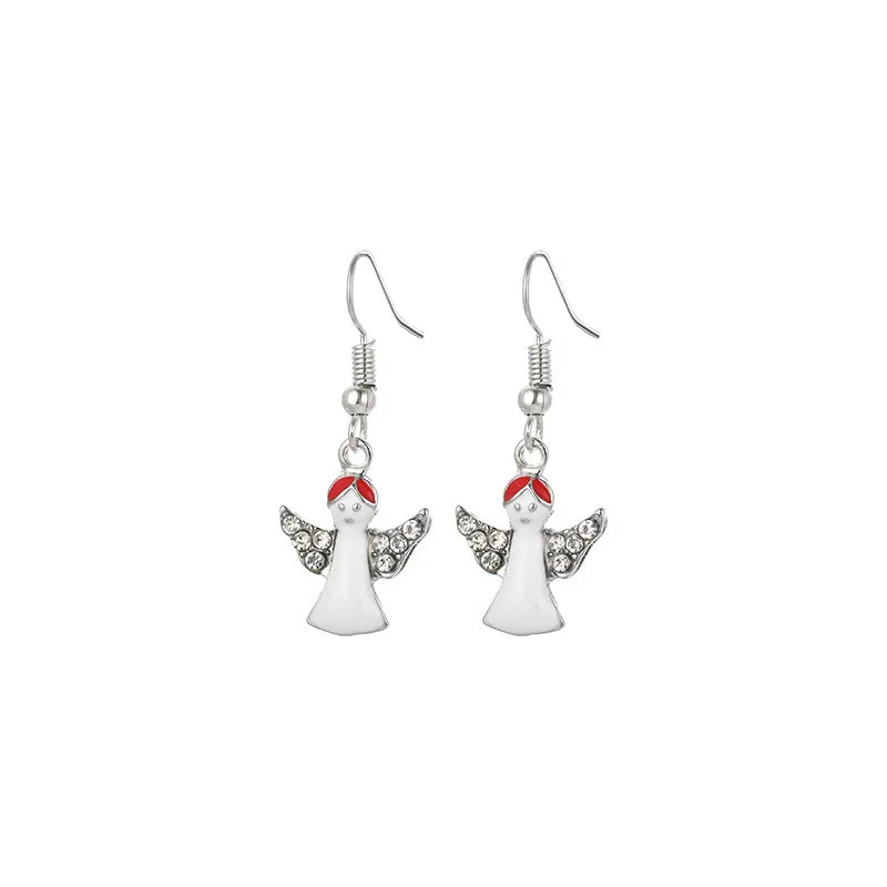 Wholesale Christmas Series Fashion Alloy Christmas Tree Old Man Bell Elk Candy Cane Earrings
