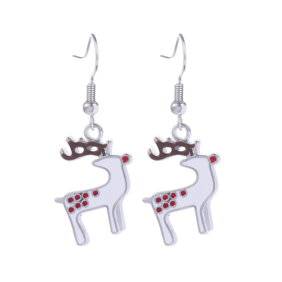 Wholesale Christmas Series Fashion Alloy Christmas Tree Old Man Bell Elk Candy Cane Earrings