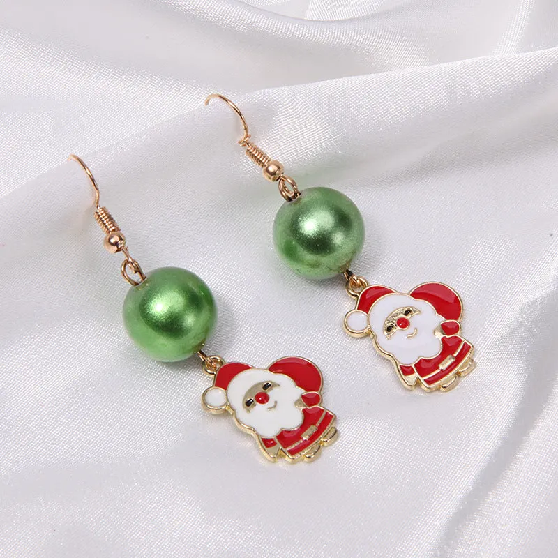 Wholesale Christmas Series Fashion Alloy Christmas Tree Old Man Bell Elk Candy Cane Earrings