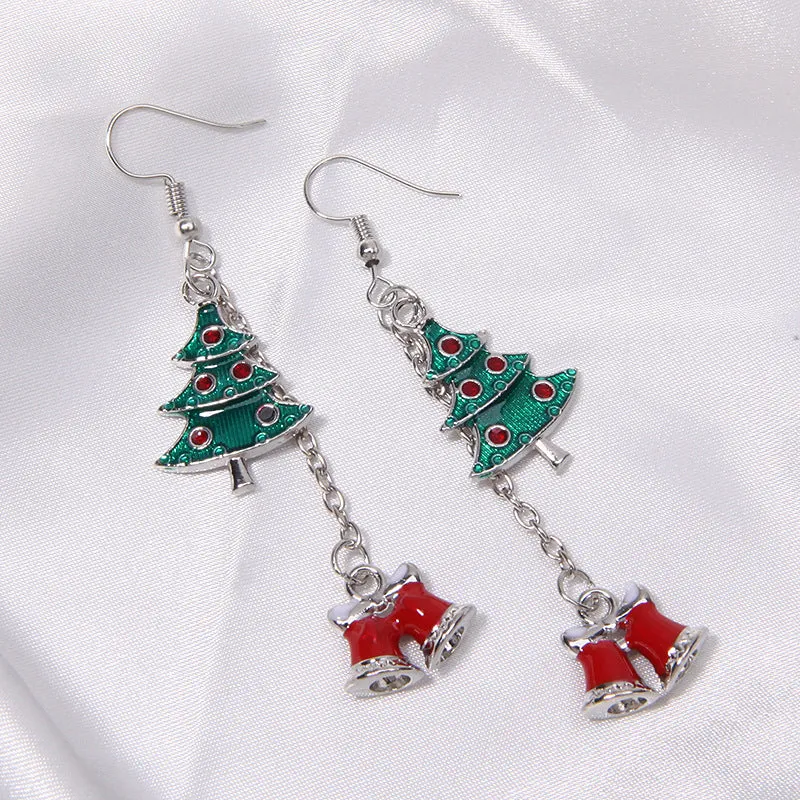 Wholesale Christmas Series Fashion Alloy Christmas Tree Old Man Bell Elk Candy Cane Earrings