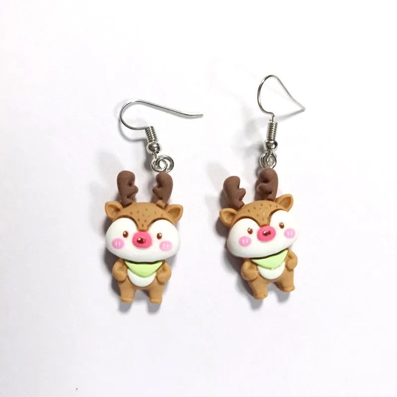 Wholesale Christmas Series Holiday Cartoon Resin Cute Earrings