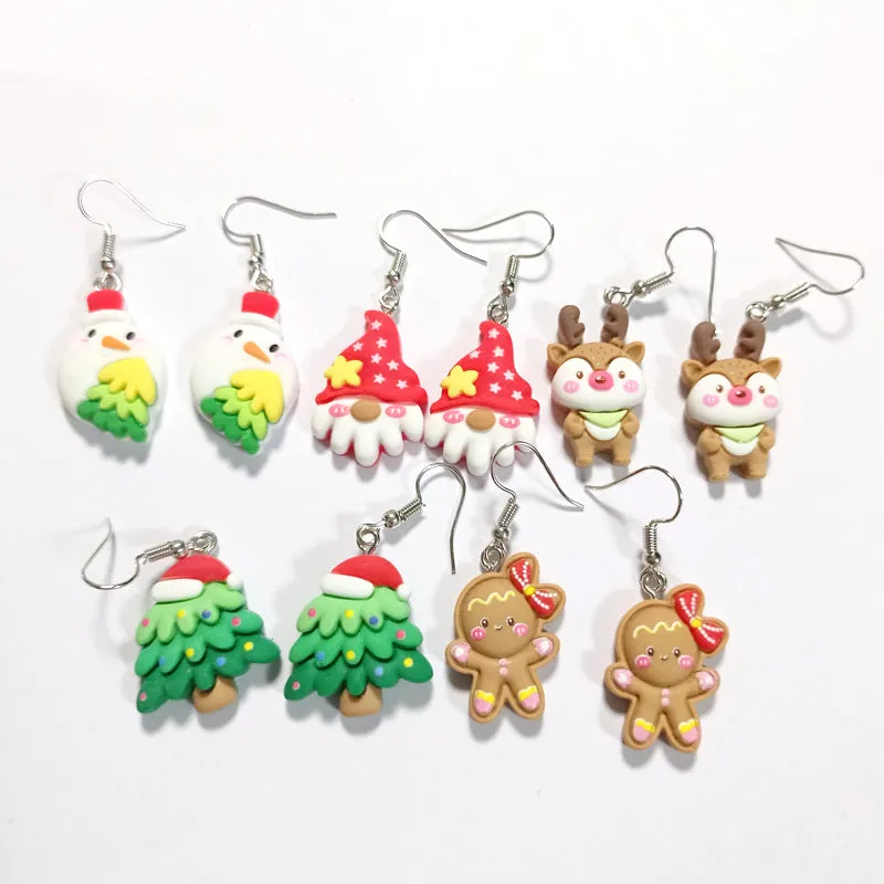 Wholesale Christmas Series Holiday Cartoon Resin Cute Earrings
