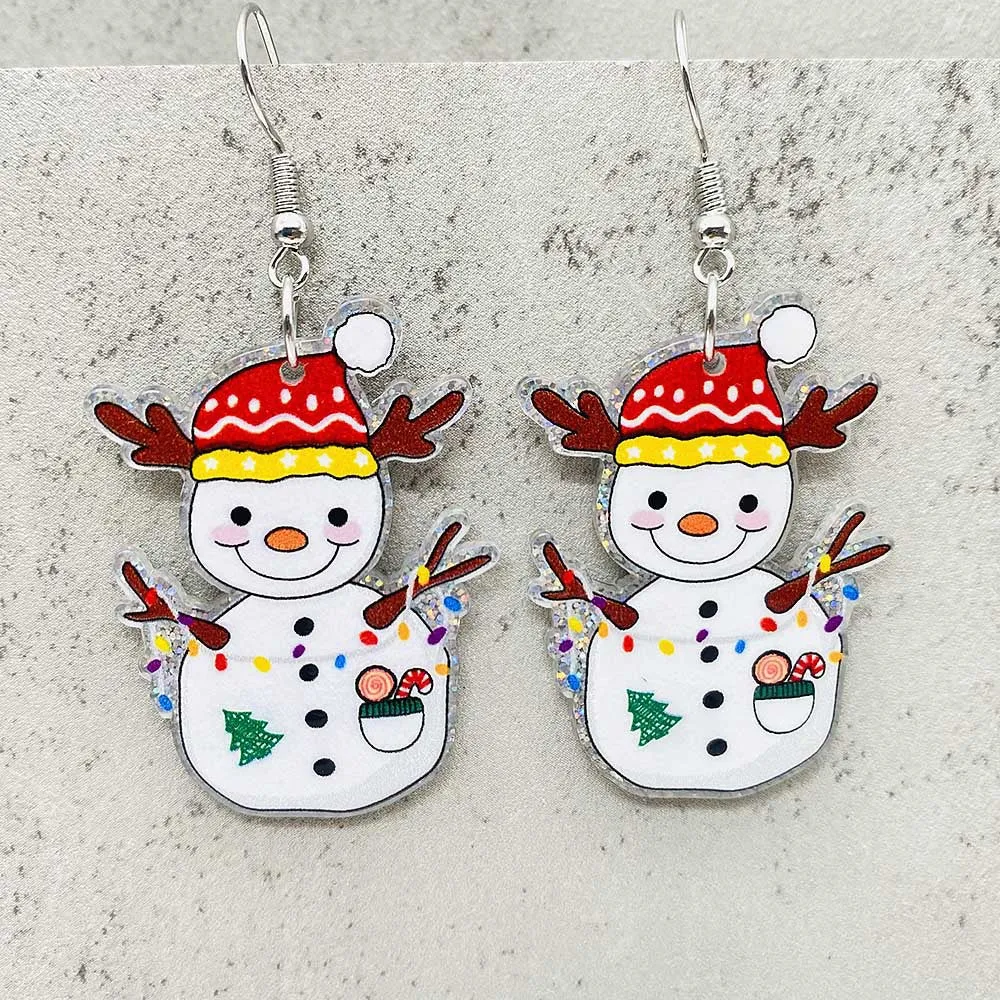 Wholesale Christmas Snowflakes Santa Claus Candy Snowman Acrylic Earrings