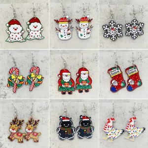 Wholesale Christmas Snowflakes Santa Claus Candy Snowman Acrylic Earrings