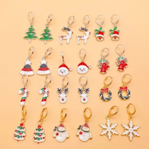 Wholesale Christmas Snowman Pendant Alloy Earrings