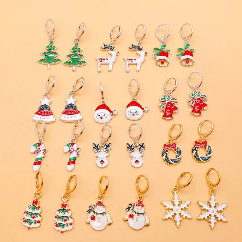 Wholesale Christmas Snowman Pendant Alloy Earrings