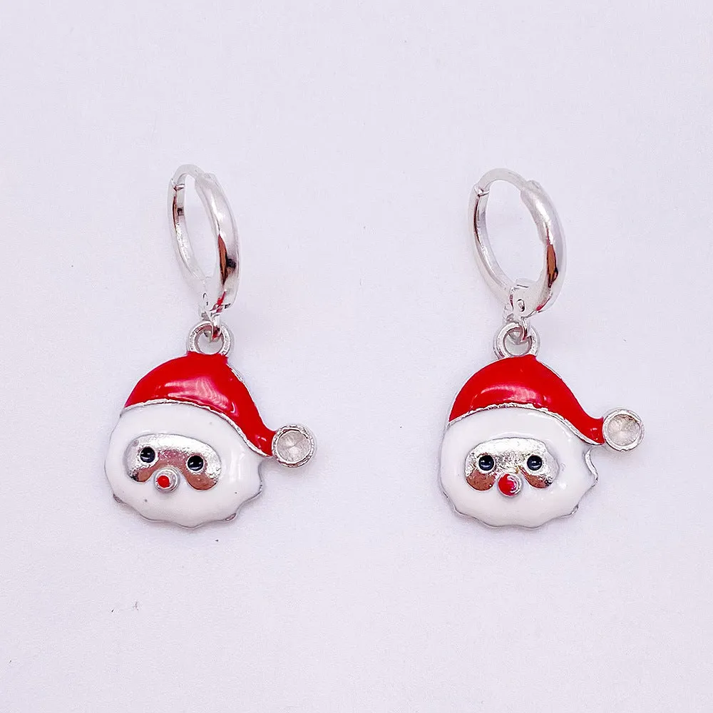 Wholesale Christmas Snowman Pendant Alloy Earrings