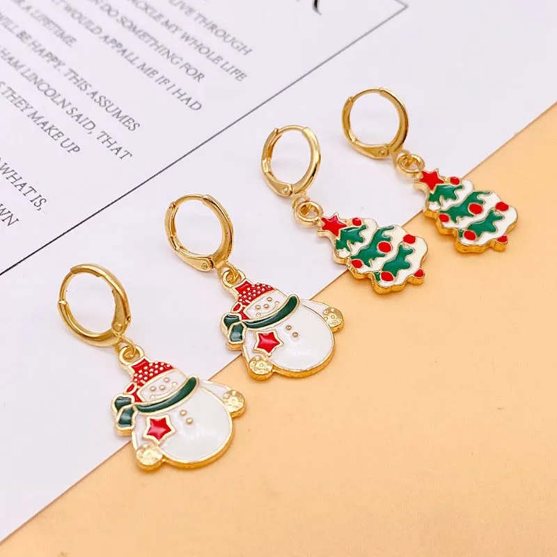 Wholesale Christmas Snowman Pendant Alloy Earrings