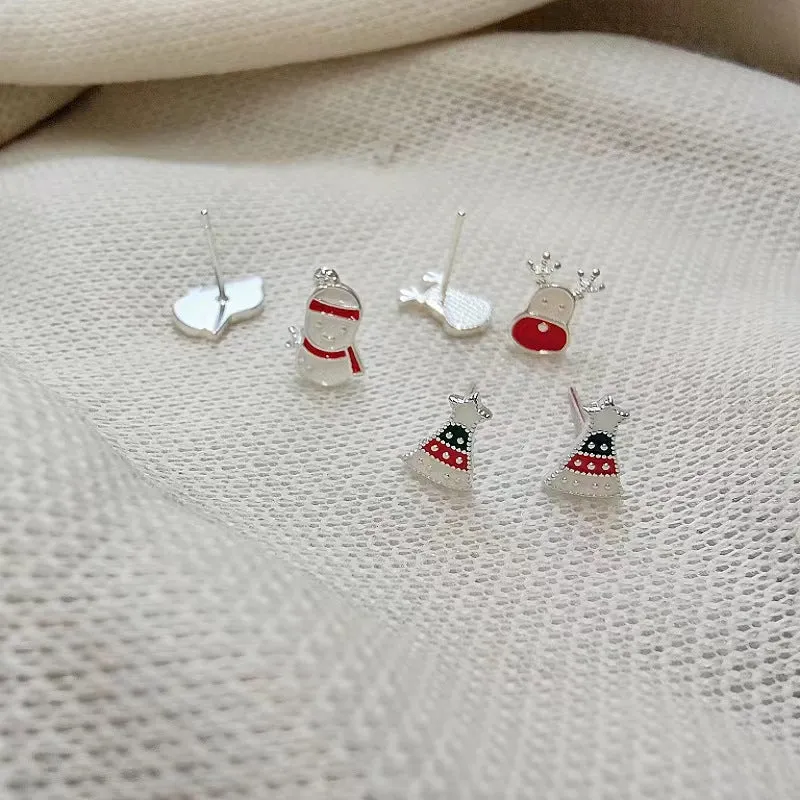 Wholesale Christmas Snowman Reindeer Mini Stud Earrings