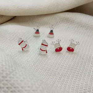 Wholesale Christmas Snowman Reindeer Mini Stud Earrings