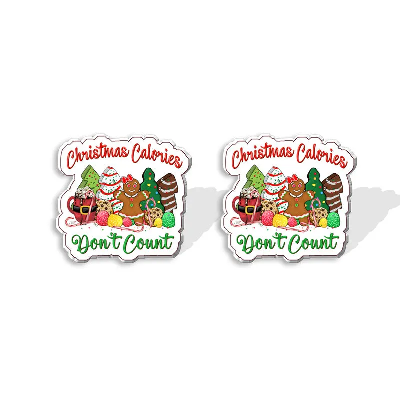 Wholesale Christmas Square Cake Christmas Tree Acrylic Earrings