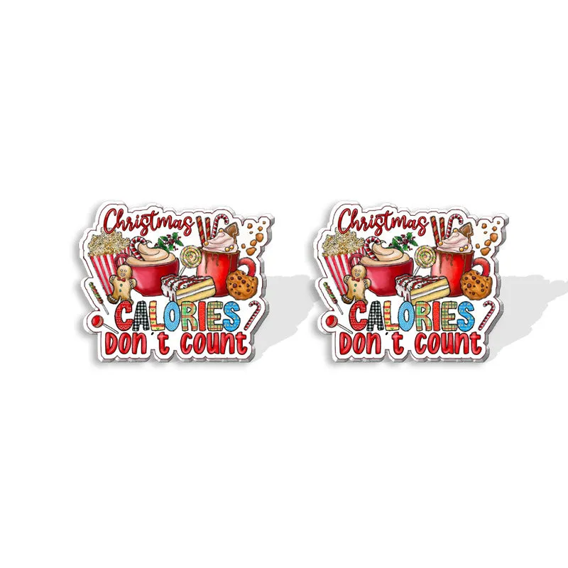 Wholesale Christmas Square Cake Christmas Tree Acrylic Earrings