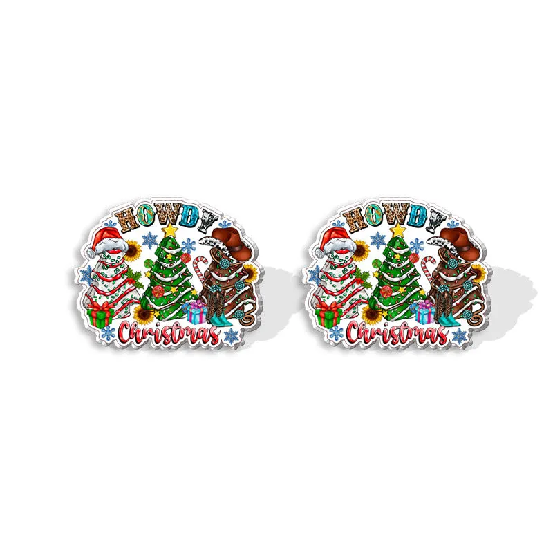 Wholesale Christmas Square Cake Christmas Tree Acrylic Earrings