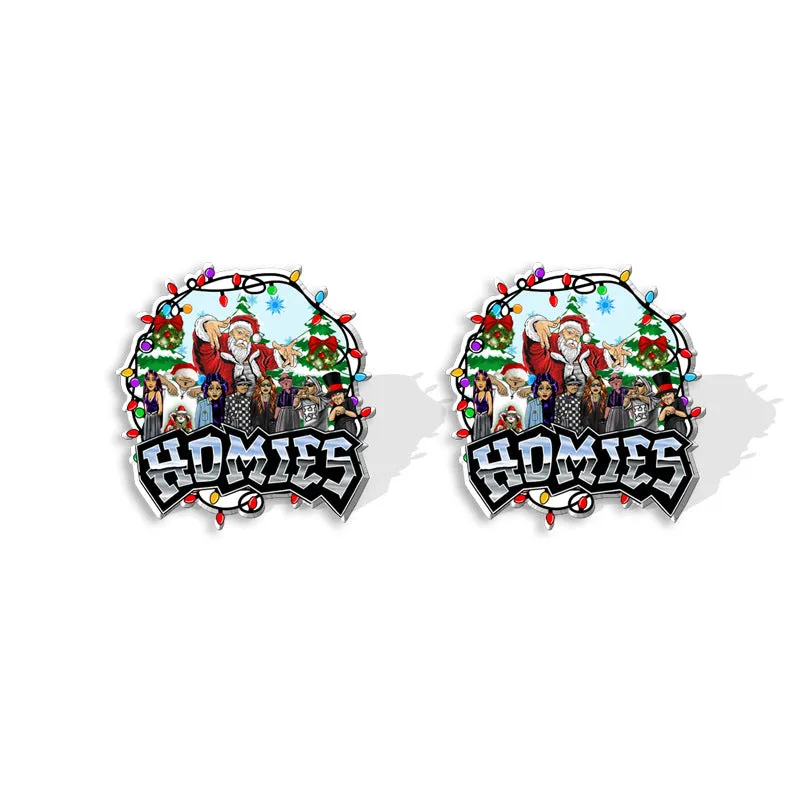 Wholesale Christmas Square Cake Christmas Tree Acrylic Earrings