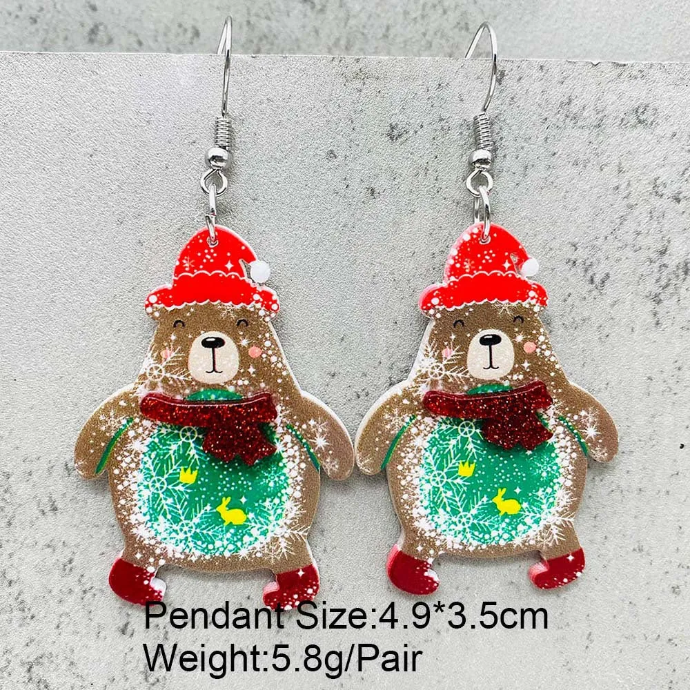 Wholesale Christmas Three-dimensional Snowman Dwarf Dwarf Acrylic Earrings