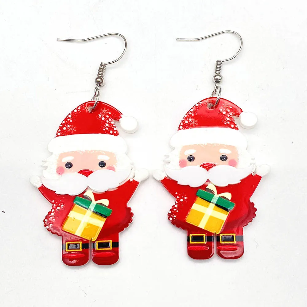 Wholesale Christmas Three-dimensional Snowman Dwarf Dwarf Acrylic Earrings