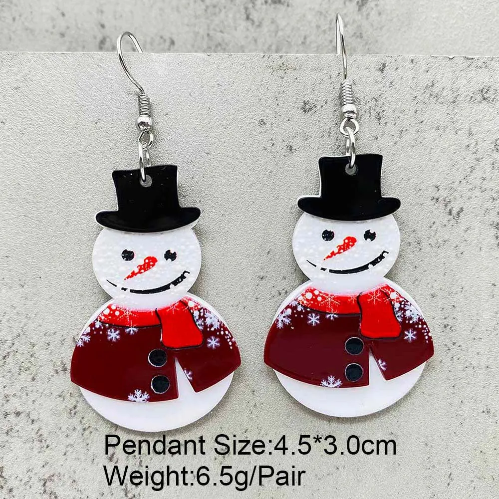 Wholesale Christmas Three-dimensional Snowman Dwarf Dwarf Acrylic Earrings