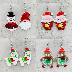 Wholesale Christmas Three-dimensional Snowman Dwarf Dwarf Acrylic Earrings